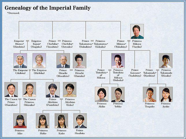 Silsilah keluarga kerajaan Jepang./Copyright kunaicho.go.jp