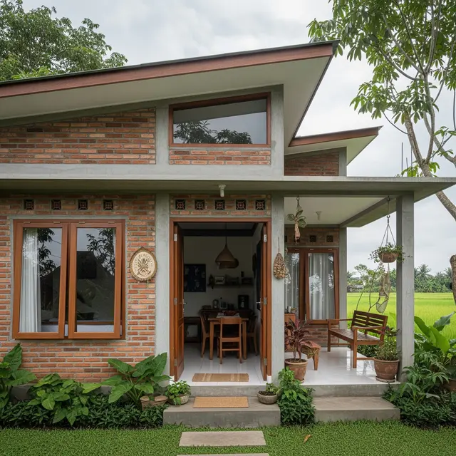 Desain Rumah 1 Lantai Batu Bata Ekspos Biaya Irit Tapi Modern di Desa
