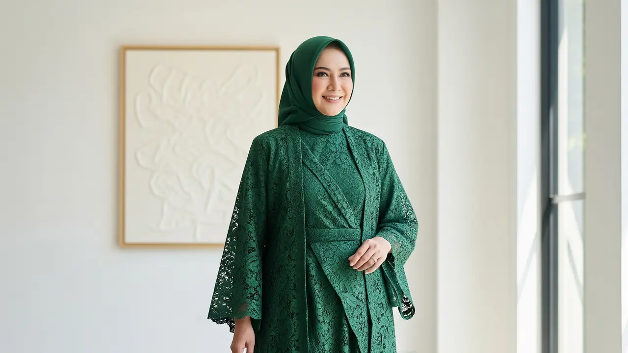 Model Gamis Blazer Brokat untuk Wanita 50 Tahun