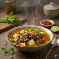 Ilustrasi Sup Tetelan Sapi (Image by Gemini AI)