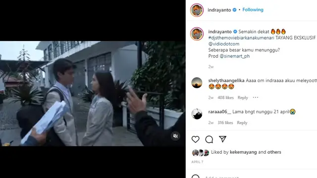 iSandrinna Michelle dan Rey Bong saat syuting DJS The Movie: Biarkan Aku Menari (Foto: Instagram/@indrayanto)