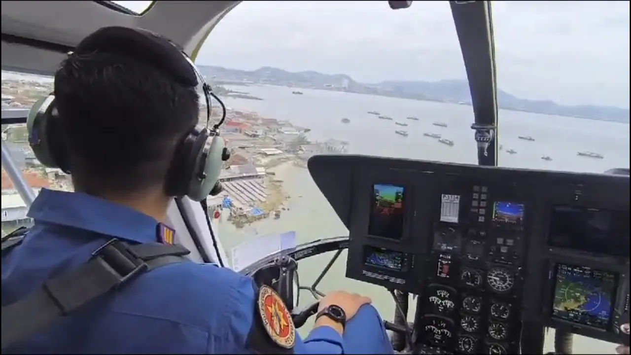 Pantauan via udara yang dilakukan oleh Direktorat Polairud Polda Lampung. Foto : (Istimewa).