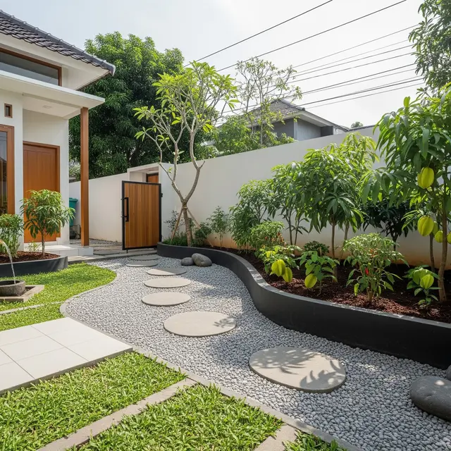 9 Desain Taman Buah Mini dengan Jalur Taman Natural, Estetis dan Produktif