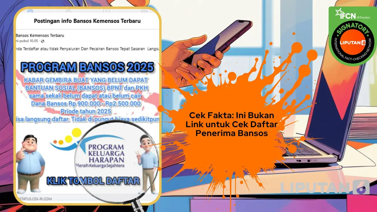 Tangkapan layar klaim link untuk mengecek daftar penerima bansos