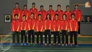 Para pebulutangkis muda Indonesia yang akan berlaga di ajang Asia Junior Championship 2014 melakukan sesi foto jelang upacara pelepasan di Pelatnas PBSI (Liputan6.com/Helmi Fithriansyah).