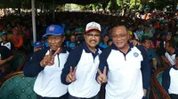 Calon Gurbernur (Cagub) Jawa Timur nomor urut dua, Saifullah Yusuf atau Gus Ipul menghadiri acara peringatan Hari Ulang Tahun (HUT) Serikat Pekerja Seluruh Indonesia Ke 45 tahun.