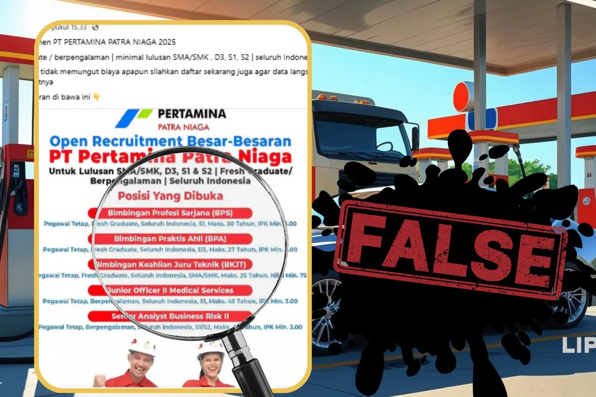 Tangkapan layar klaim link pendaftaran rekrutmen Pertamina Patra Niaga