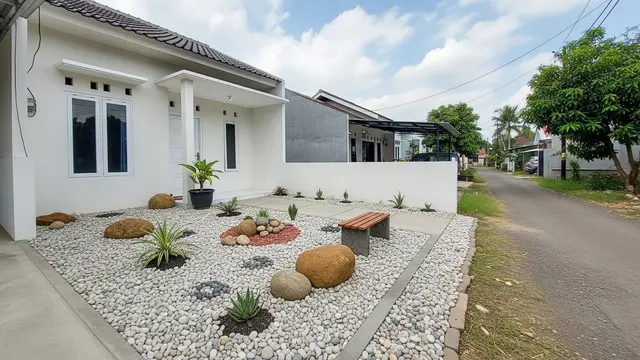 Inspirasi Taman Rumah di Desa Tanpa Rumput Model Taman Batu dan Kerikil