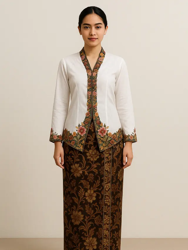 Kebaya Encim Kombinasi Batik (Foto: Rizka Nur Laily via ChatGPT)