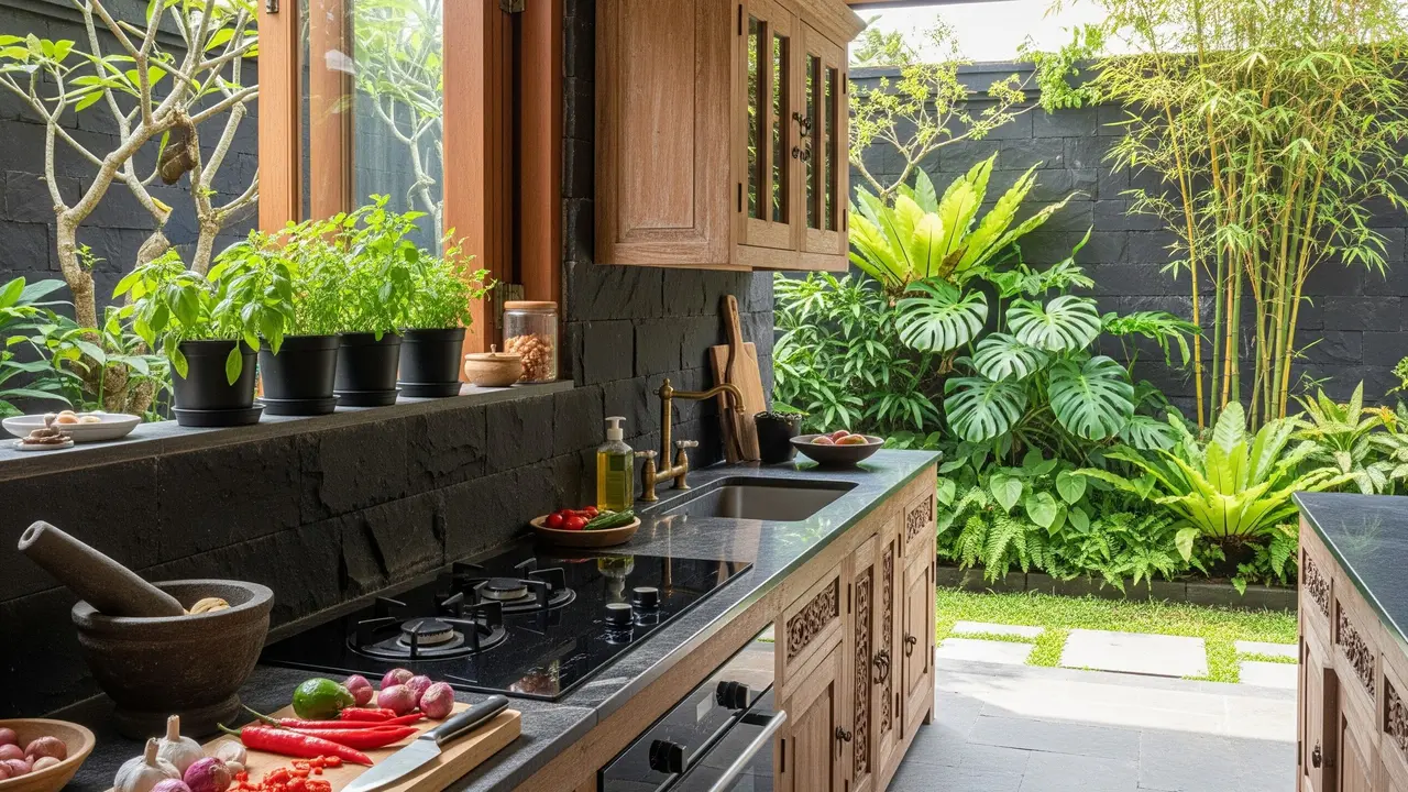 Dapur Semi-Outdoor dengan Kompor Tanam