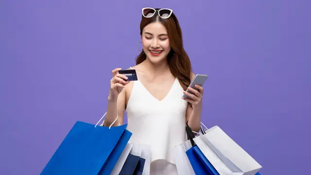 Ilustrasi wanita berbelanja