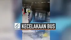 Sebuah bus hilang kendali dan menabrak ruang tunggu halte di China. Insiden ini nyaris melukai seorang gadis kecil.