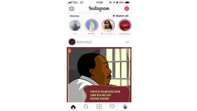 Tampilan feed Instagram