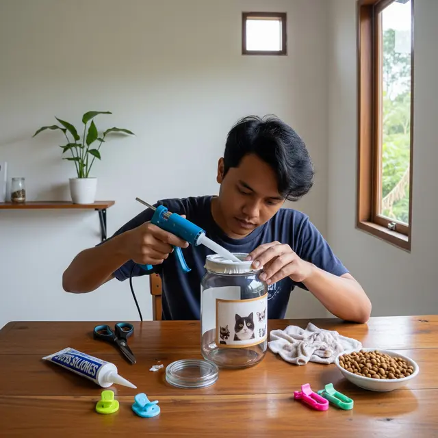 Toples untuk wadah makanan hewan peliharaan (Gemini AI)