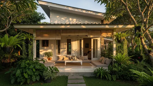 Model Rumah Kecil di Desa dengan Teras Lebar