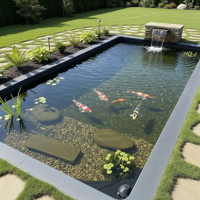 Kolam Ikan dengan Desain Mudah Dibersihkan (AI Generated)