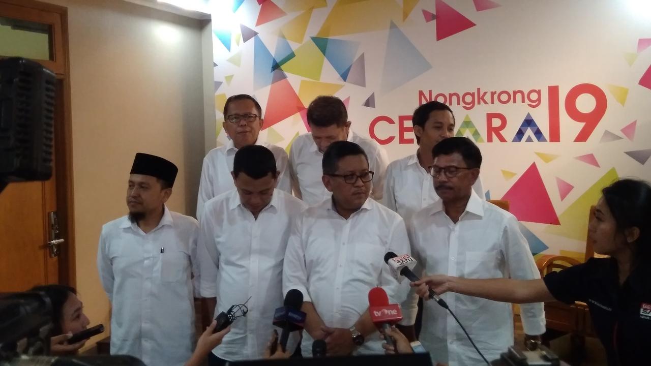 Para sekjen koalisi parpol pendukung Joko Widodo atau Jokowi-Ma'ruf Amin