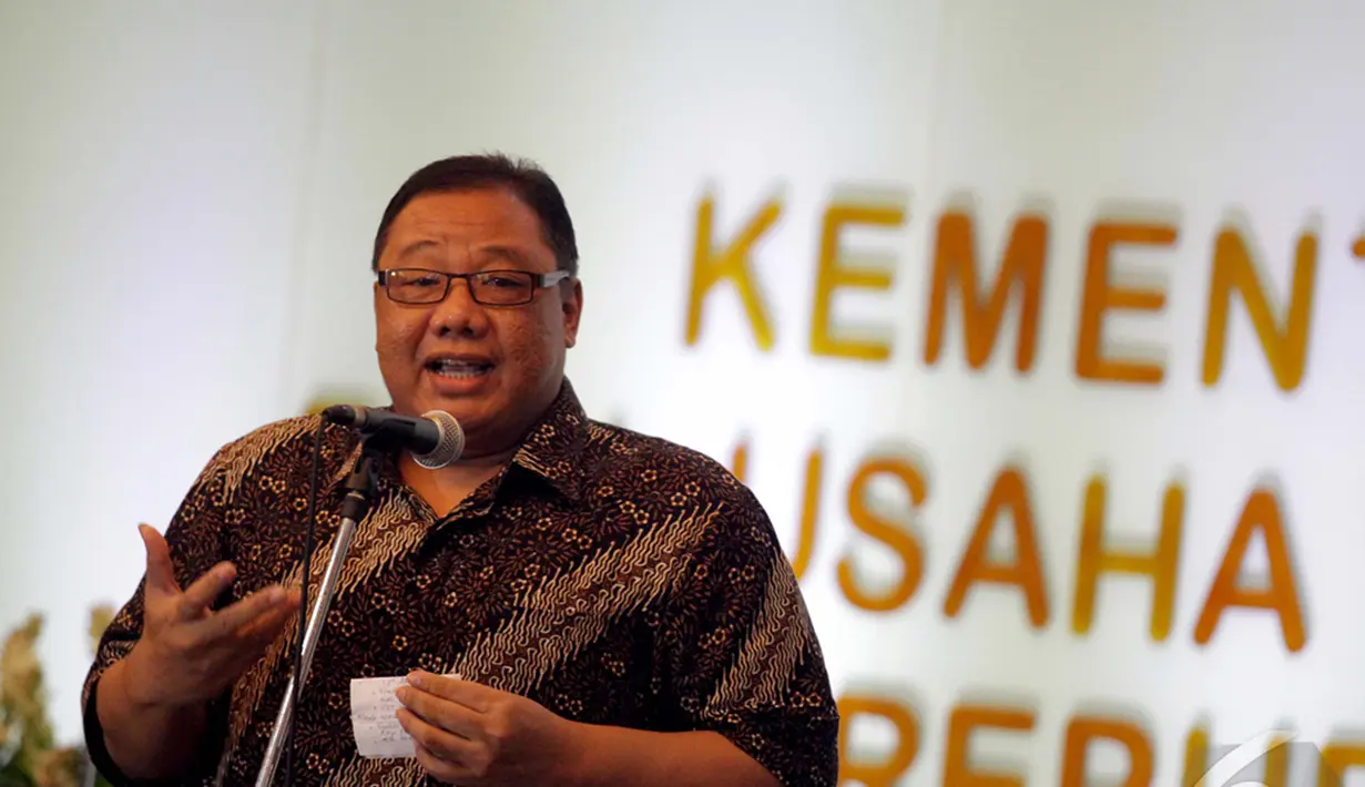Menkop AAGN Puspayoga saat memberikan keterangan tentang membudayakan minum jamu, Jakarta, Jumat (9/1/2015). (Liputan6.com/Faizal Fanani)