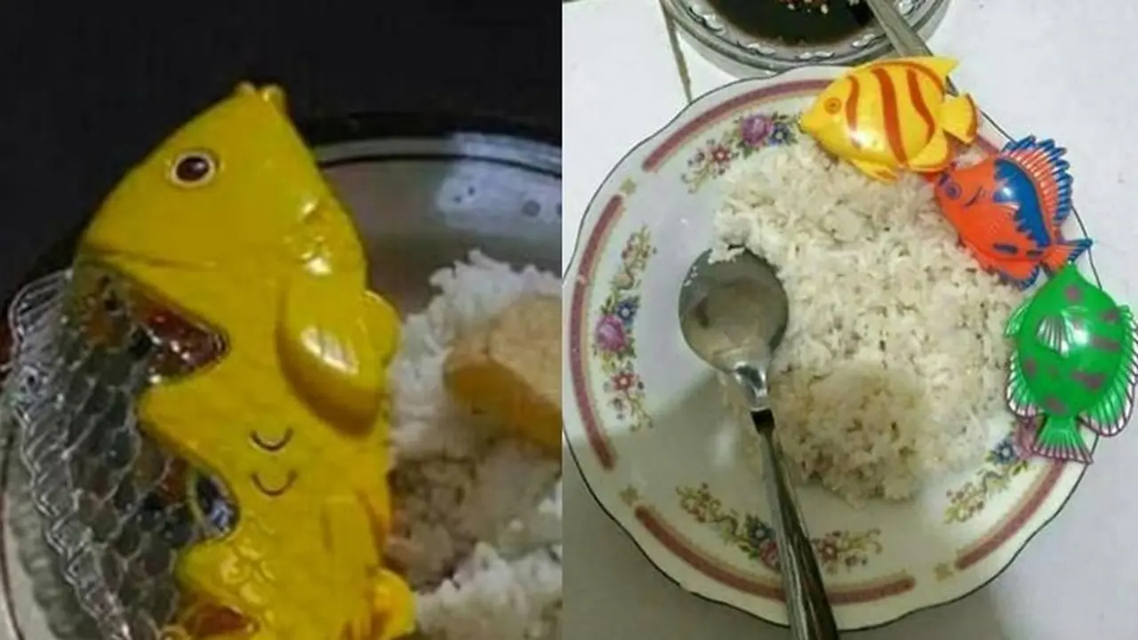 6 Makan Irit Pakai Lauk Mainan Bentuk Ikan Ini Nyeleneh, Kocak