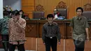 Mantan pegawai KPK dari BPKP Anhar Darwis (kiri) dua pegawai KPK Dimas Adiputra (tengah) dan Wahyu Dwi Raharjo (kanan) menjadi saksi Fakta pada Praperadilan Komjen Budi Gunawan di pengadilan Negeri Jakarta Selatan, (13/02/2015). (Liputan6.com/Johan Tallo)
