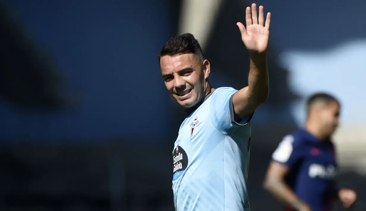 Tuan rumah lantas mampu menyamakan skor pada menit ke-59 lewat gol penyerang andalan mereka, Iago Aspas dari titik putih. (Foto: AFP/Miguel Riopa)
