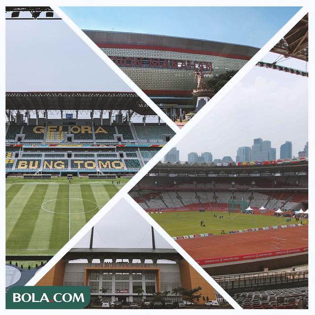 Kolase - Stadion yang dipakai Timnas Indonesia 10 tahun terakhir: SUGBK, Bung Tomo, Manahan, Pakansari