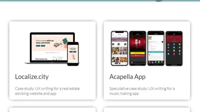 Contoh Portfolio UX Writer dari Sarah Kessler