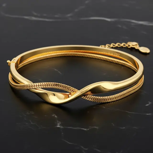 9 Model Gelang Emas Bangle Kombinasi Snake Chain untuk Tampilan Elegan, Memikat Hati
