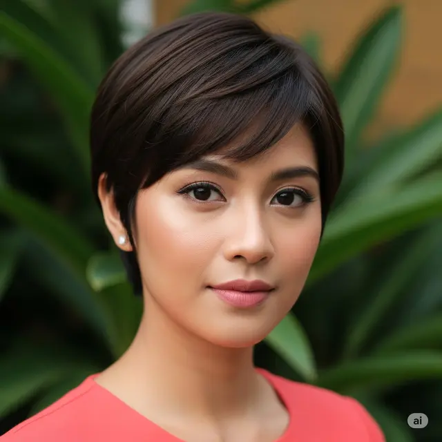 Model Rambut Pixie Cut untuk Wajah Oval Indonesia. Foto: Gemini