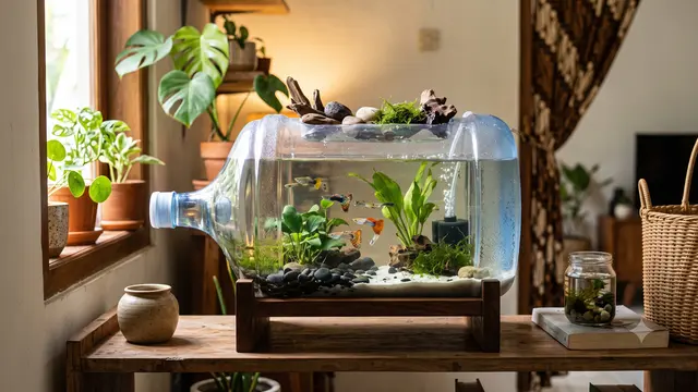 Kolam Mini dari Galon Bekas untuk Ikan Guppy