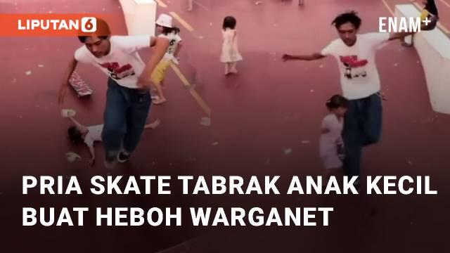 Pria bermain skateboard menabrak anak kecil yang sedang bermain. Insiden terjadi di area skate park