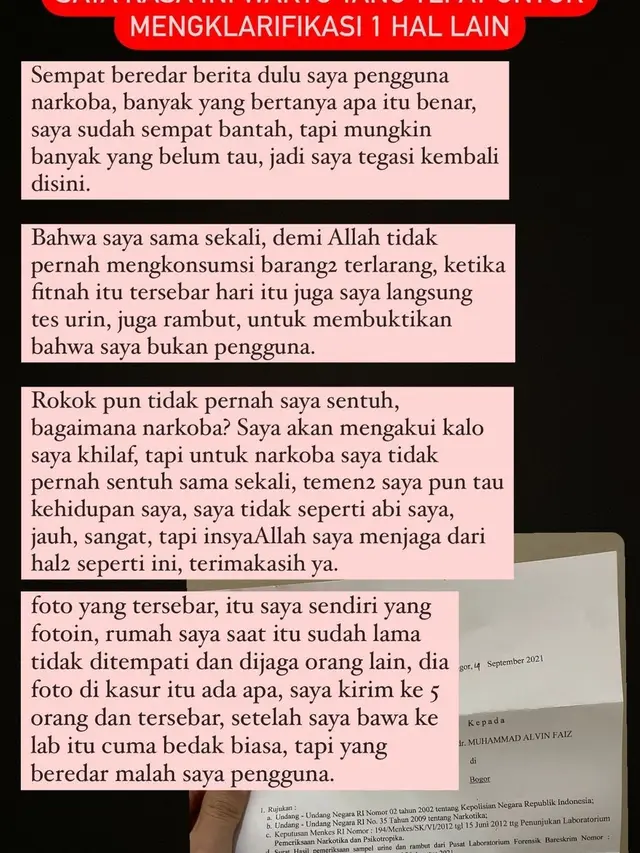 Alvin Faiz Juga Buka Suara Soal Tudingan Pengguna Narkoba yang Sempat Ramai Beberapa Tahun Lalu