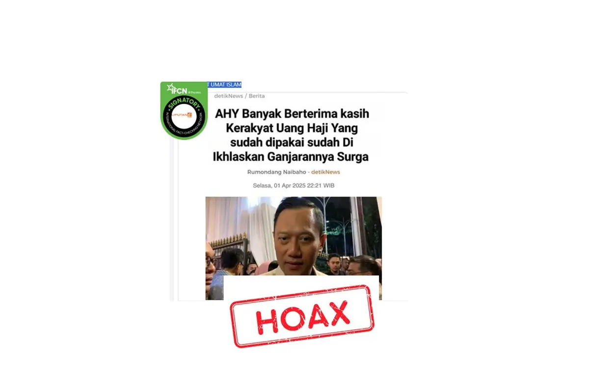Cek fakta artikel AHY berterimakasih pada rakyat karena ikhlaskan dana haji