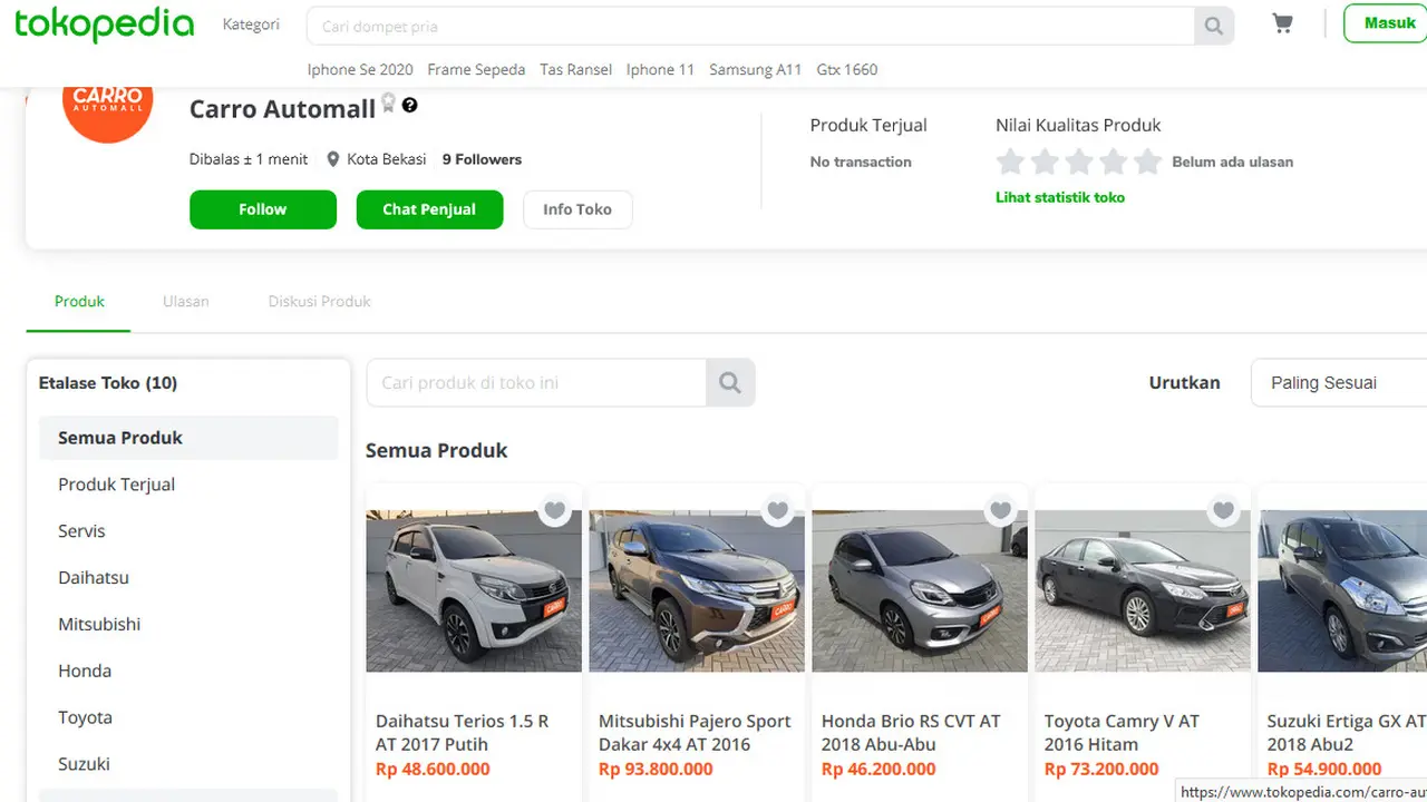 CARRO Automall di Tokopedia