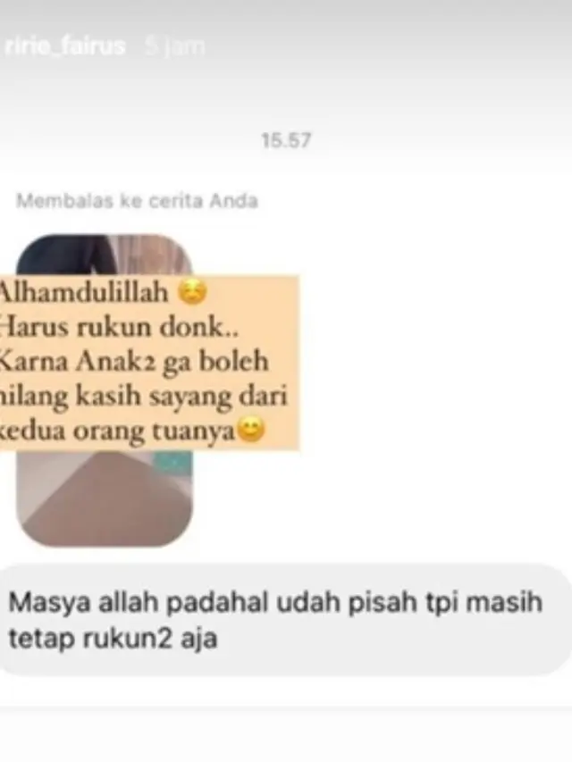 Tanggapan Ririe Fairus soal pertanyaan warganet soal masih rukun dengan Ayus Sabyan (Instagram Stories)
