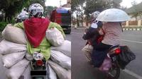 Kumpulan Potret Ibu-Ibu Dibonceng Naik Sepeda Motor, Aksinya Bikin Ngilu