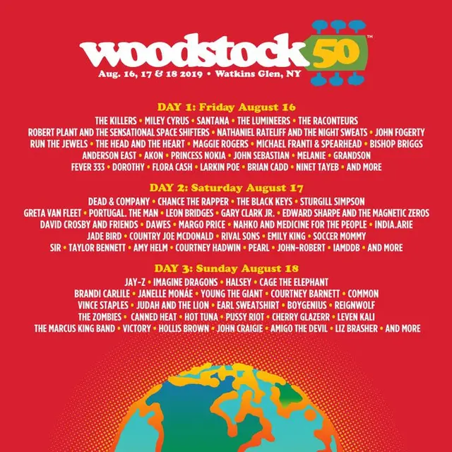 Line up Woodstock 50 (Twitter/ woodstockfest)