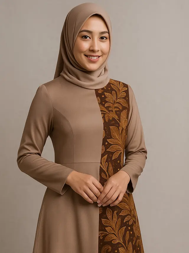 7 Model Dress Batik Lengan Panjang Kombinasi Polos, Tren Fashion Modern yang Memadukan Tradisi dan Gaya Kontemporer