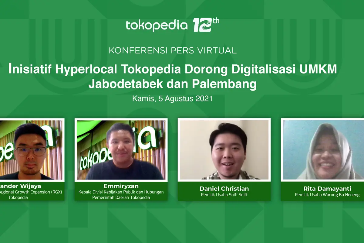 Acara Virtual Local Media Briefing dengan topik Inisiatif Hyperlocal Tokopedia Dorong Digitalisasi UMKM Jabodetabek dan Palembang