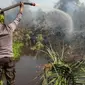 Pemadaman kebakaran lahan di Riau. (Liputan6.com/M Syukur)