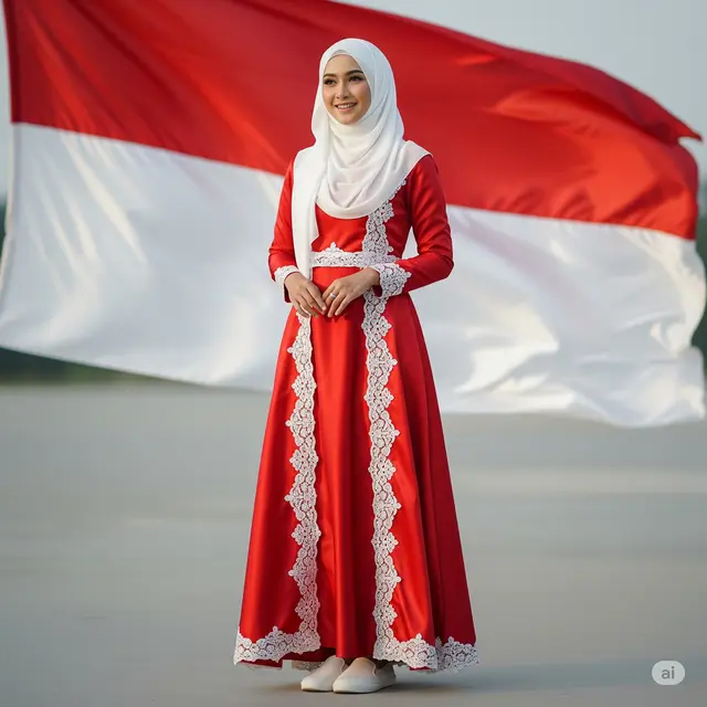 Outfit Lomba 17 Agustus untuk Muslimah.
