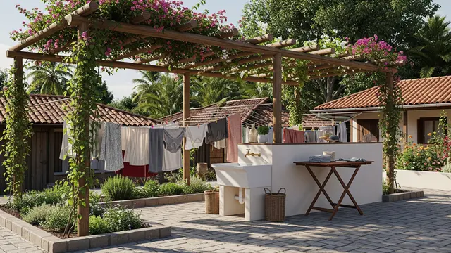 Desain Area Jemur dengan Pergola