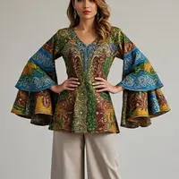 Ilustrasi Batik Lengan Lonceng Dua Tingkat (Sumber Gambar: Meta AI)