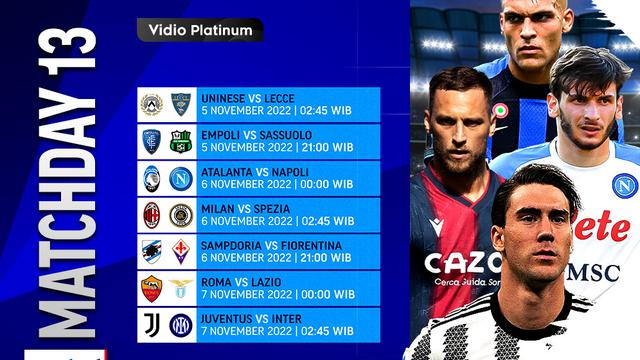 Jadwal dan Live Streaming Liga Italia 2022/2023 Matchday 13 di Vidio, 5-7 November 2022
