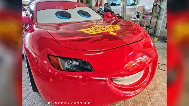 Mobil kartun Lighting McQueen versi nyata (PS Modify)