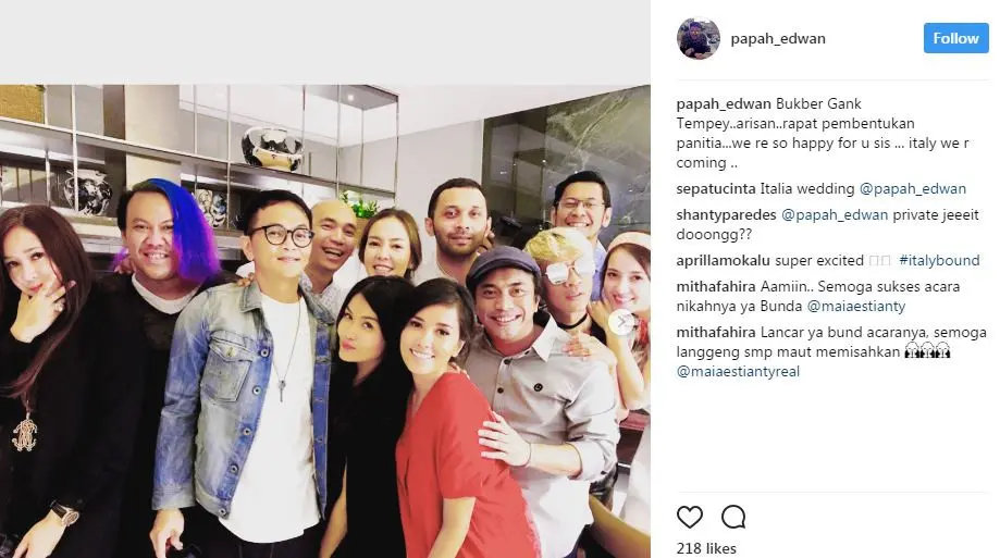 Maia Estianty dan para sahabatnya [foto: instagram/papah_edwan]