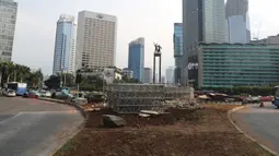 Kondisi di kawasan Bundaran HI, Jakarta, Selasa (24/12/2019). Pemprov DKI Jakarta membongkar instalasi bebatuan Gabion pada 23 Desember 2019 malam. (Lipuran6.com/Herman Zakharia)