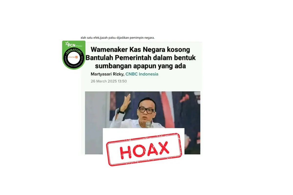 Cek fakta artikel Wamenaker minta masyarakat menyumbang pemerintah