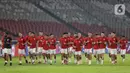 Pemain Timnas Indonesia saat menjalani latihan resmi jelang menghadapi China pada lanjutan putaran ketiga Kualifikasi Piala Dunia 2026 zona Asia Grup C di Stadion Utama Gelora Bung Karno Jakarta, Rabu (4/6/2025). (Liputan6.com/Angga Yuniar)