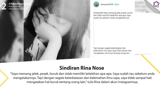 [Bintang] 5 Fakta Perseteruan Rina Nose vs Ustaz Abdul Somad